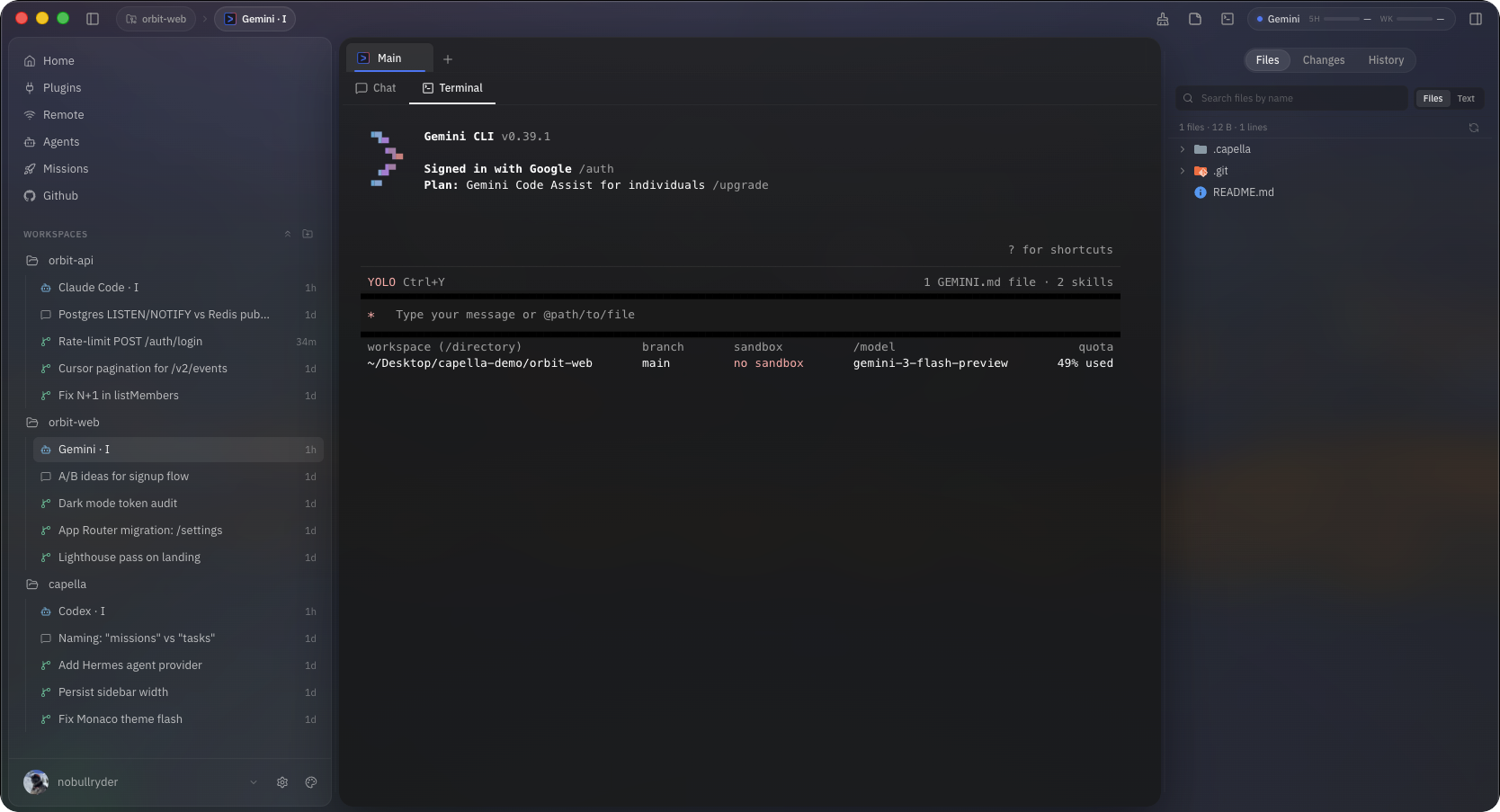 Capella running Gemini