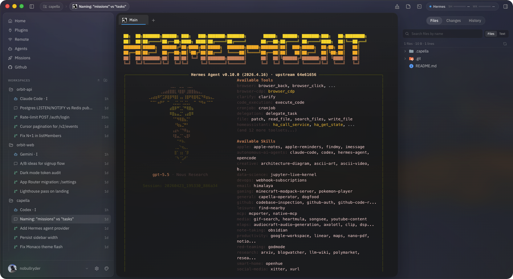 Capella running Hermes